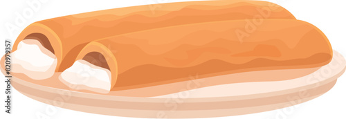 Vector graphic of a delicious cannoli dessert, isolated on a white background