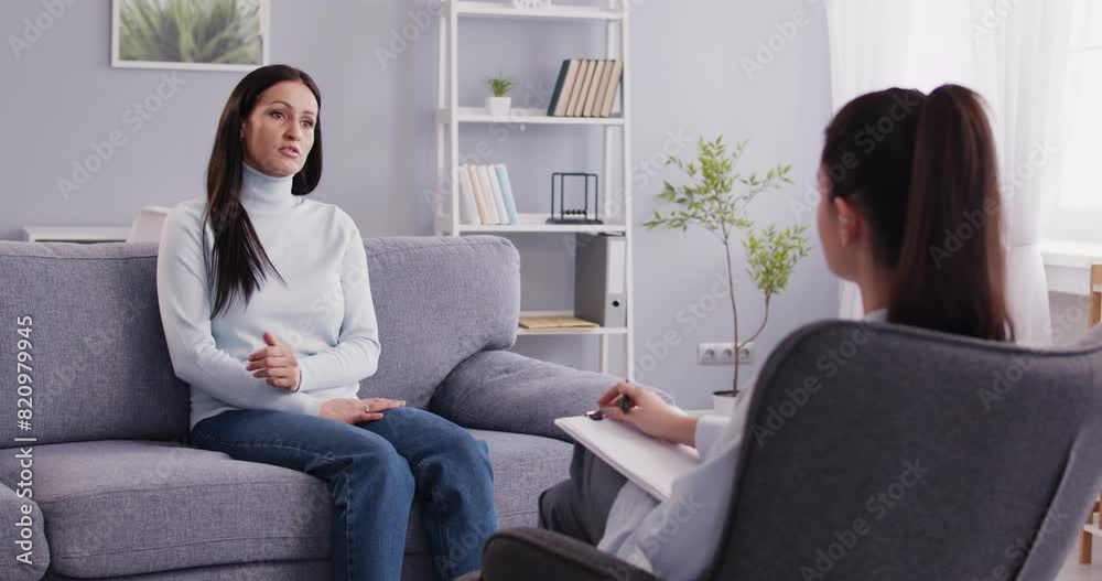Psychological support, psychologist's help, therapy and guidance for woman in worry. Female doctor consulting recommending, sharing symptoms, clinic help in psychological problems, kind understanding Psychological support, psychologist's help, therapy and guidance for woman in worry. Female doctor consulting recommending, sharing symptoms, clinic help in psychological problems, kind understanding