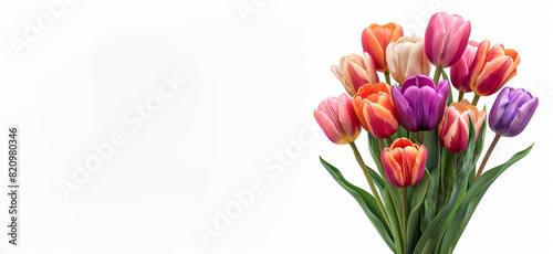 Tulip collection, flower set, bouquet, pink, purple, orange, mixed, tulip stem, tulips, flower, floral with leaves, layout, template,  © Daisy