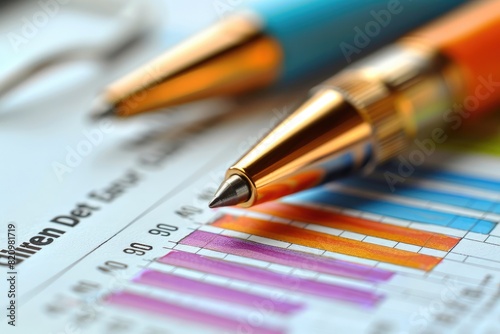 Data analysis graph paper with pen professional photography