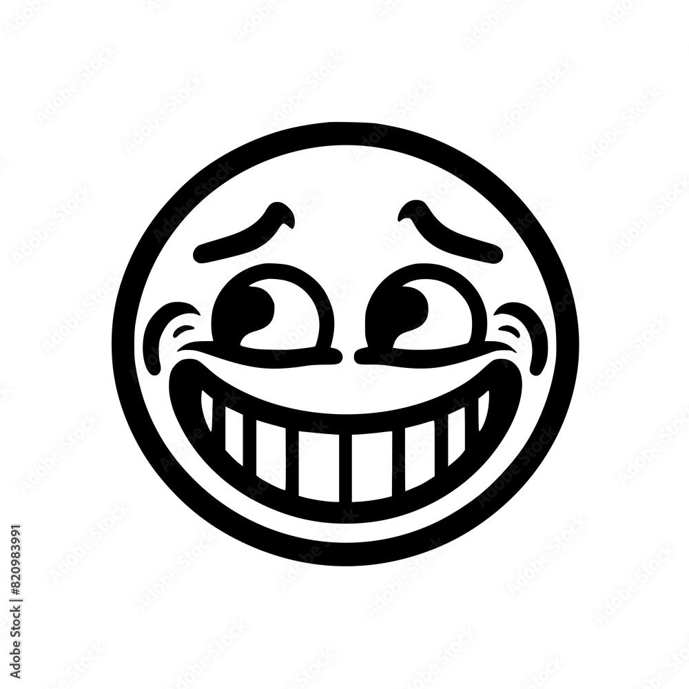 A crazy and funny smiley face in black and white, perfect for emotional expression illustrations, cartoons, humorous designs, and versatile creative projects A crazy and funny smiley face in black and white, perfect for emotional expression illustrations, cartoons, humorous designs, and versatile creative projects
