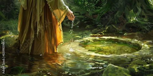 Ancient Druid Priestess at a Sacred Healing Spring