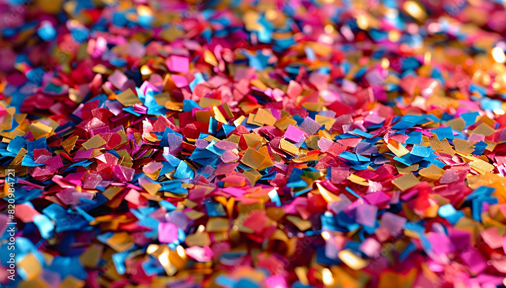 Shower of colorful confetti at a celebration, focus on, festive atmosphere, vibrant, manipulation, party scene backdrop Shower of colorful confetti at a celebration, focus on, festive atmosphere, vibrant, manipulation, party scene backdrop