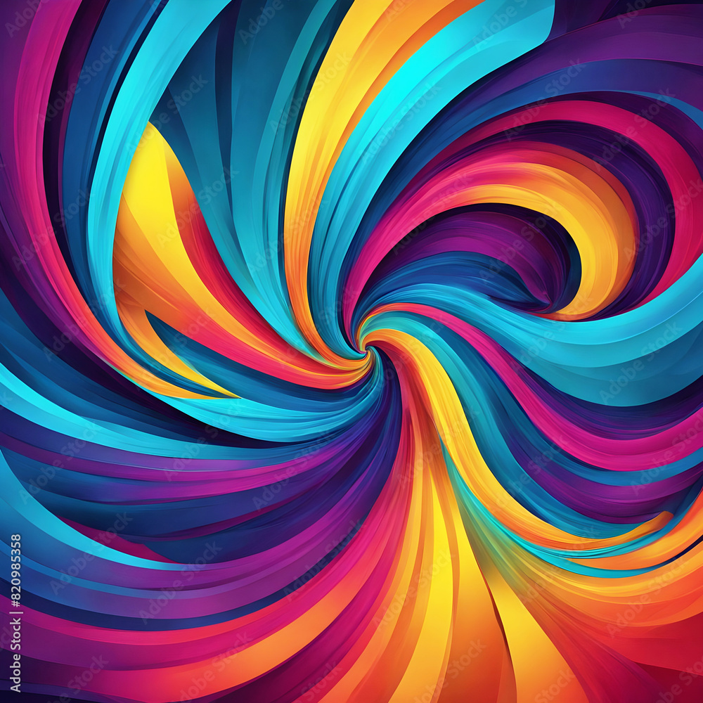 An abstract background with vibrant, swirling colors and geometric shapes for digital designs with bands of yellow, red, blue and purple An abstract background with vibrant, swirling colors and geometric shapes for digital designs with bands of yellow, red, blue and purple