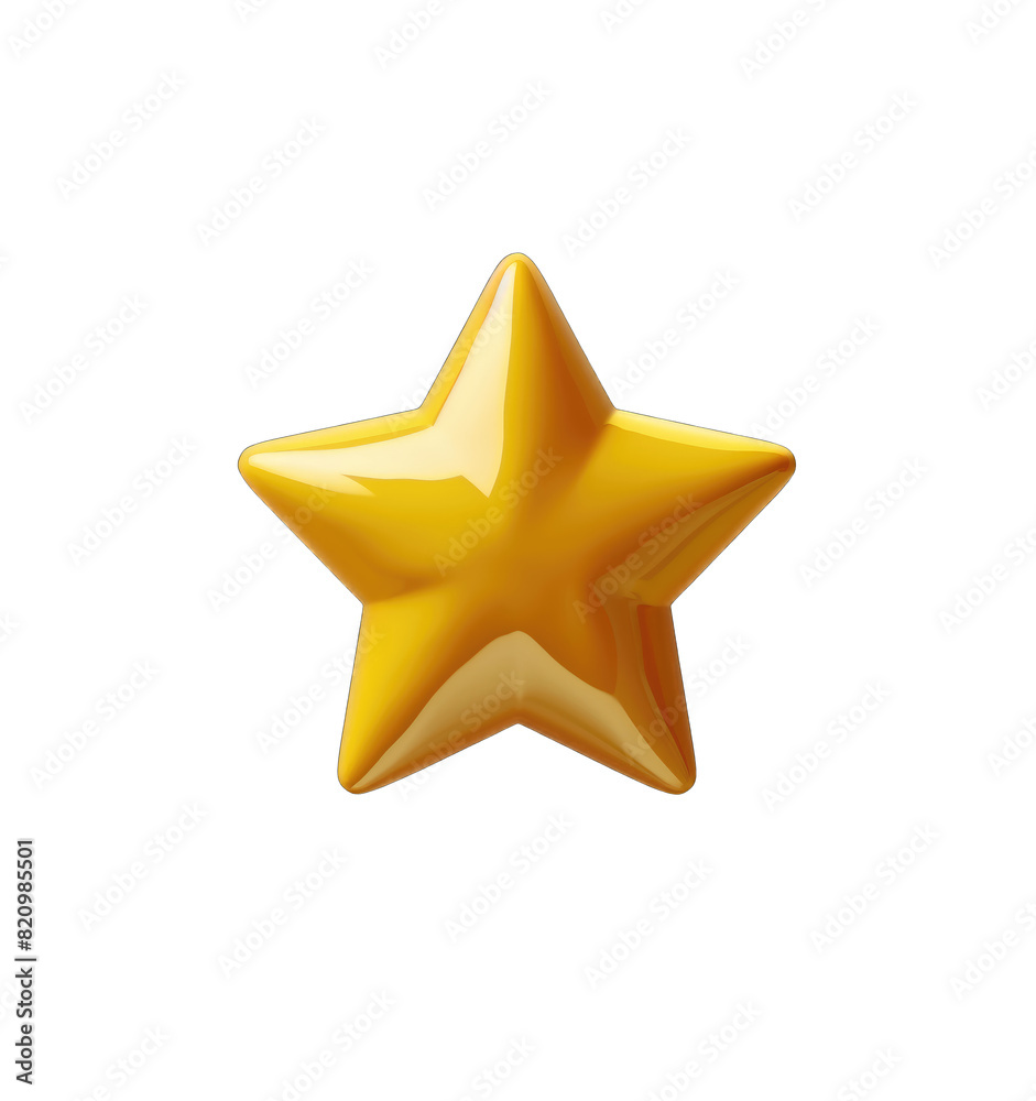 3D Golden Star winner rating review icon sign or symbol. PNG format.
