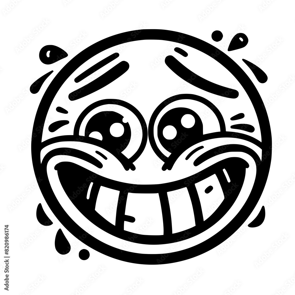 A crazy and funny smiley face in black and white, perfect for emotional expression illustrations, cartoons, humorous designs, and versatile creative projects A crazy and funny smiley face in black and white, perfect for emotional expression illustrations, cartoons, humorous designs, and versatile creative projects