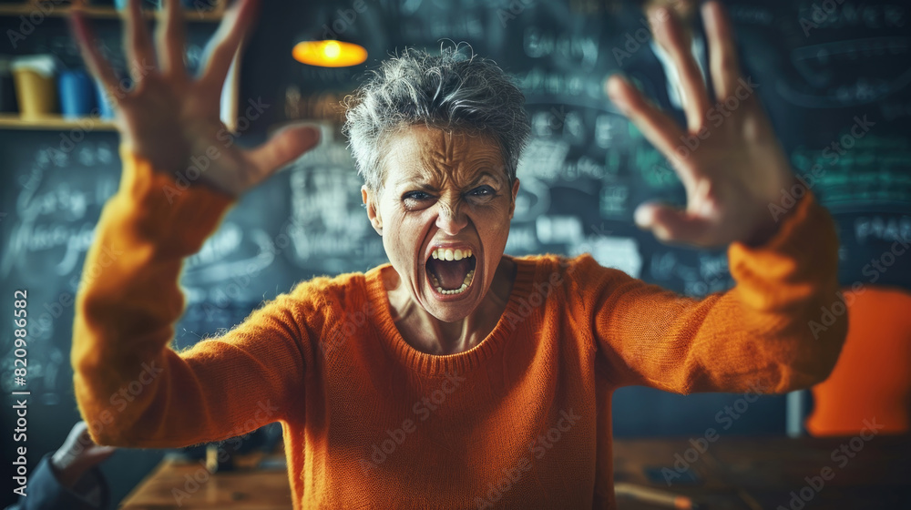 Mature woman standing with her arms lifted upwards in a gesture of celebration or triumph Mature woman standing with her arms lifted upwards in a gesture of celebration or triumph