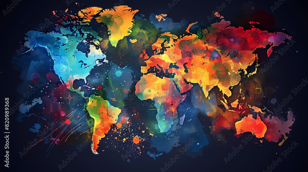 Fototapeta premium Dotted world map,color world map,Vector design illustration