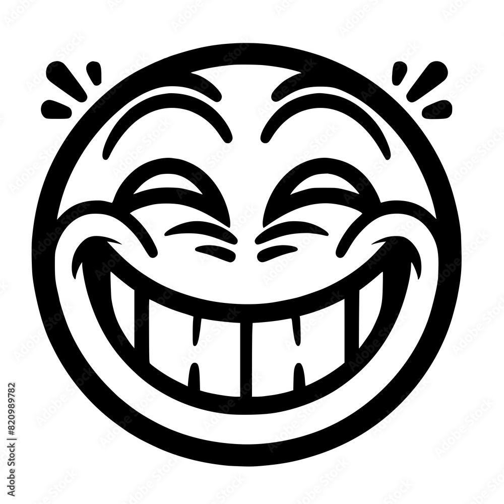 A crazy and funny smiley face in black and white, perfect for emotional expression illustrations, cartoons, humorous designs, and versatile creative projects A crazy and funny smiley face in black and white, perfect for emotional expression illustrations, cartoons, humorous designs, and versatile creative projects
