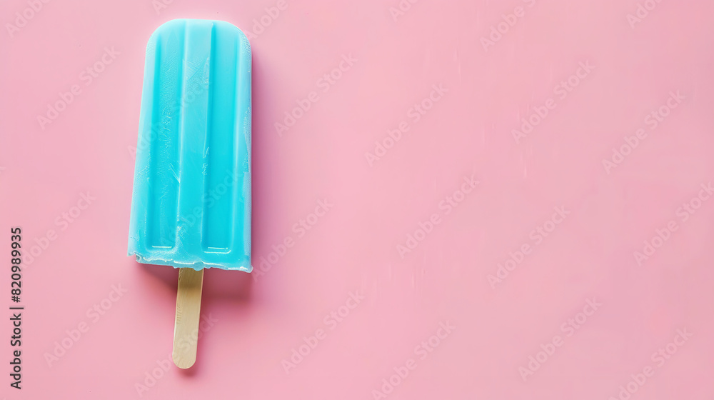 a Sky Blue popsicle on a blank pink background a Sky Blue popsicle on a blank pink background