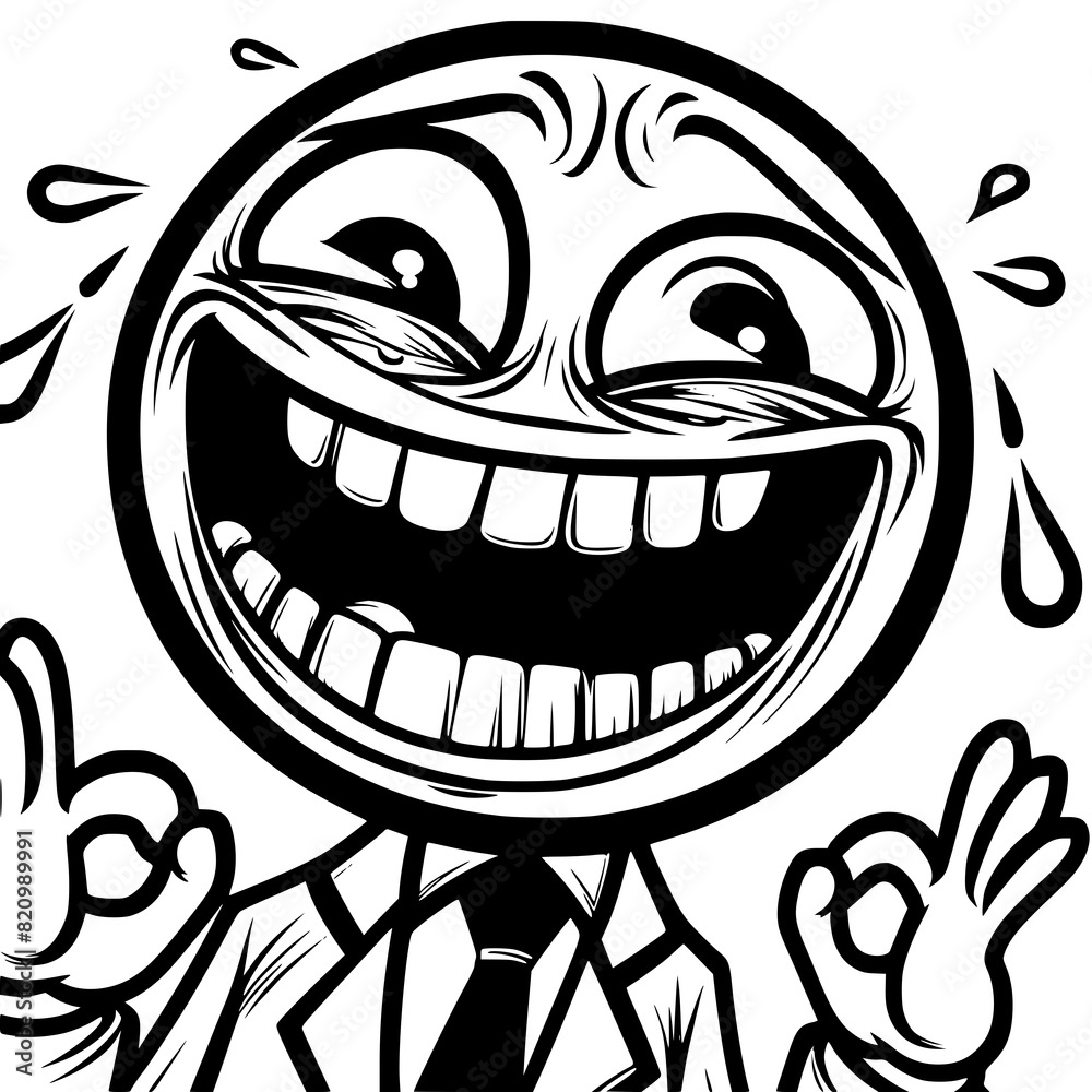 A crazy and funny smiley face in black and white, perfect for emotional expression illustrations, cartoons, humorous designs, and versatile creative projects A crazy and funny smiley face in black and white, perfect for emotional expression illustrations, cartoons, humorous designs, and versatile creative projects