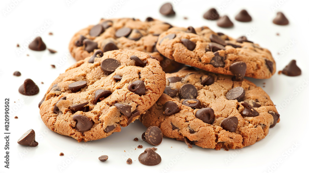 Chocolate chip cookies on white background Chocolate chip cookies on white background