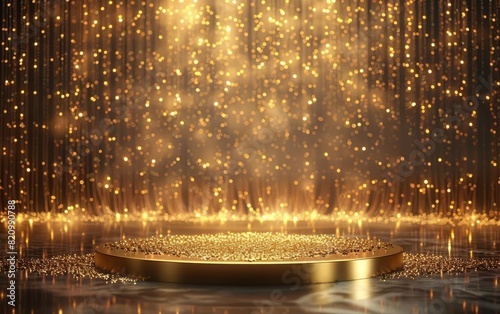 Wallpaper Mural Luxury gold background with an elegant podium for award ceremonies, close up dynamic blend mode set against a backdrop of golden sparkles Torontodigital.ca