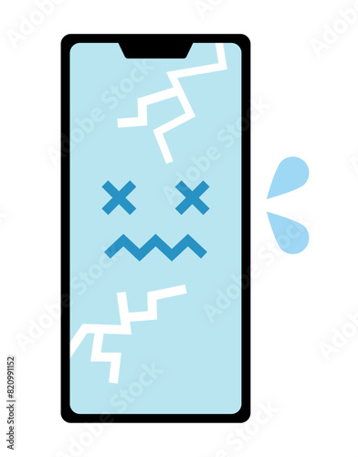 画面がひび割れたスマートフォンのイメージイラスト
