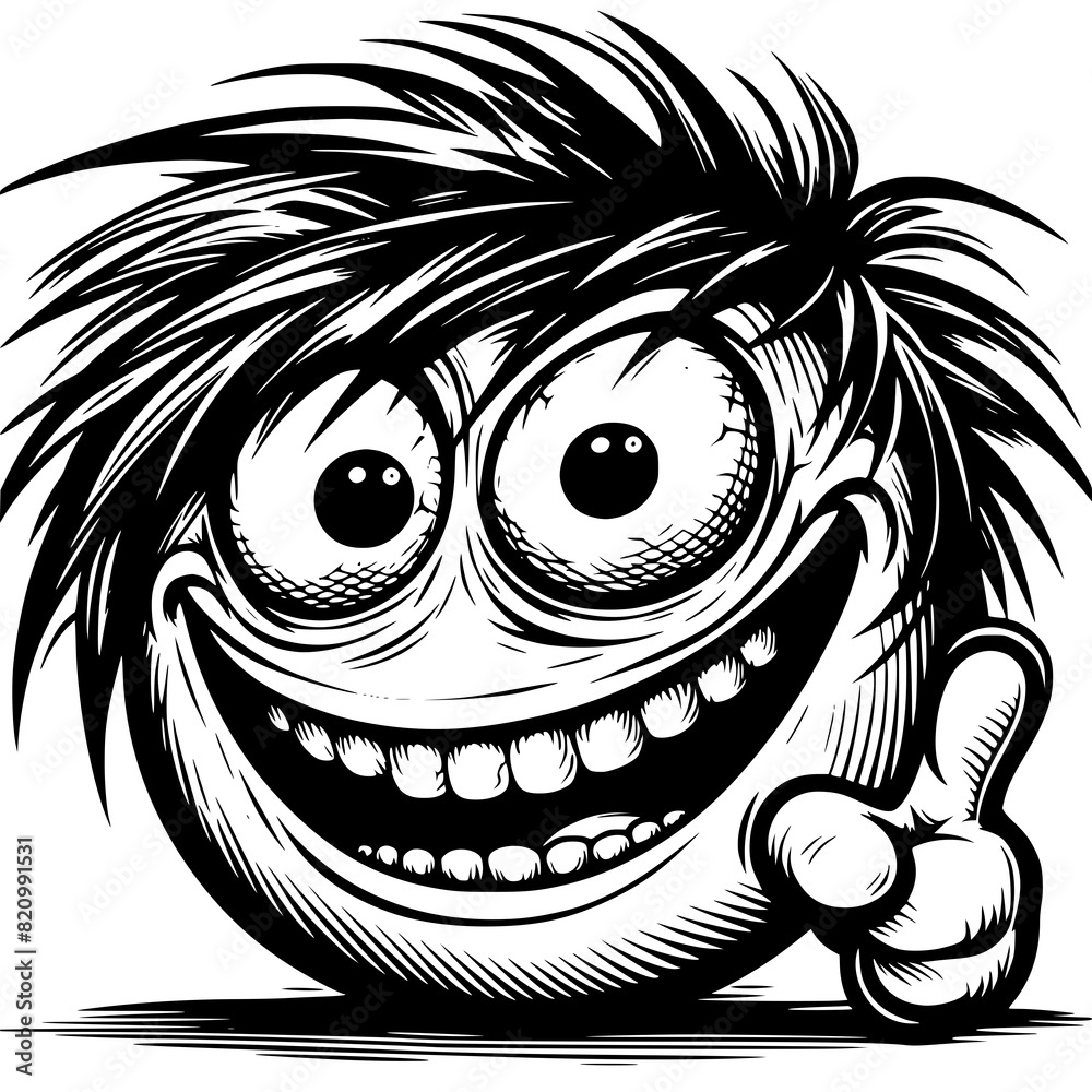 A crazy and funny smiley face in black and white, perfect for emotional expression illustrations, cartoons, humorous designs, and versatile creative projects A crazy and funny smiley face in black and white, perfect for emotional expression illustrations, cartoons, humorous designs, and versatile creative projects