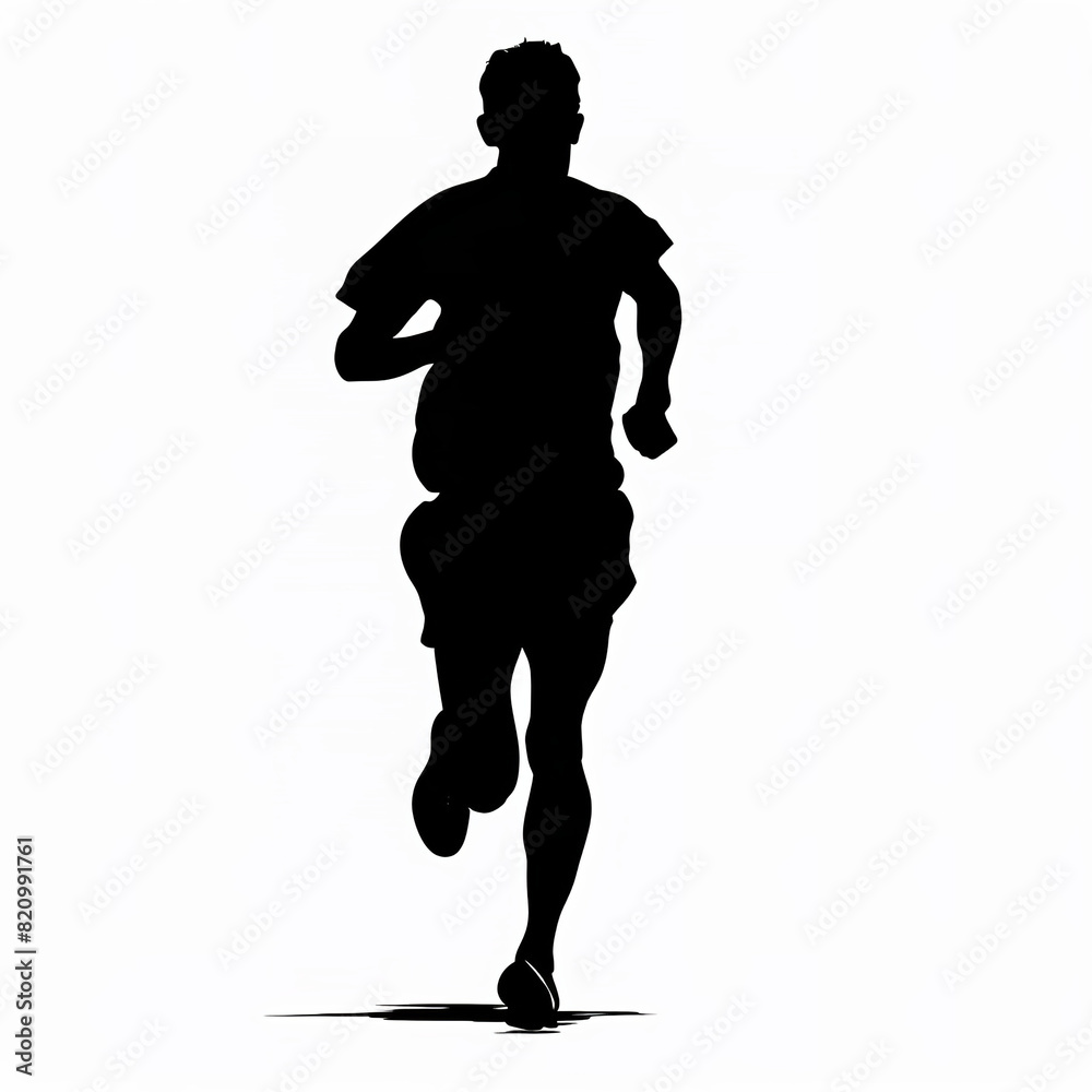 Runner black vector silhouette, white background