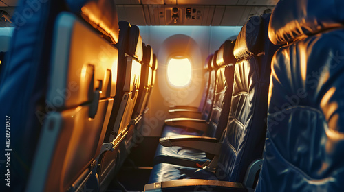 seats in modern empty airplane photo