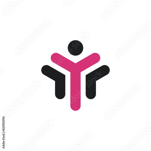Letter y and creative people logo design. Premium Vector