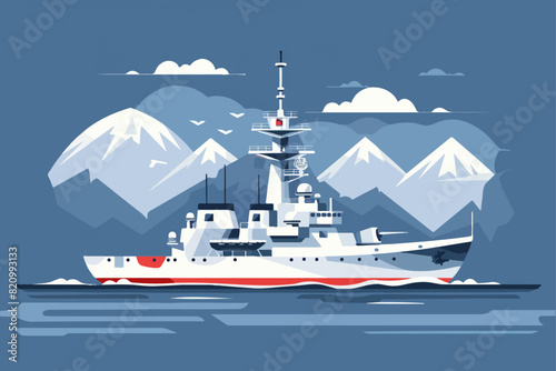 Illustration of a warship. Warfare. Navy.