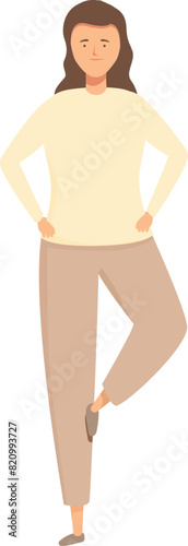 Vector illustration of a confident woman standing with one leg crossed and hands on her hips