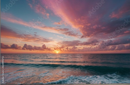 Beautiful sunset full of pink tones over the Atlantic Ocean near Stuart Florida © Platinum Images