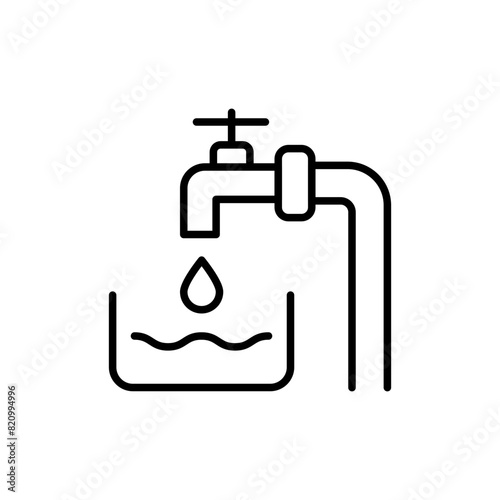 Water treatment outline icons, minimalist vector illustration ,simple transparent graphic element .Isolated on white background