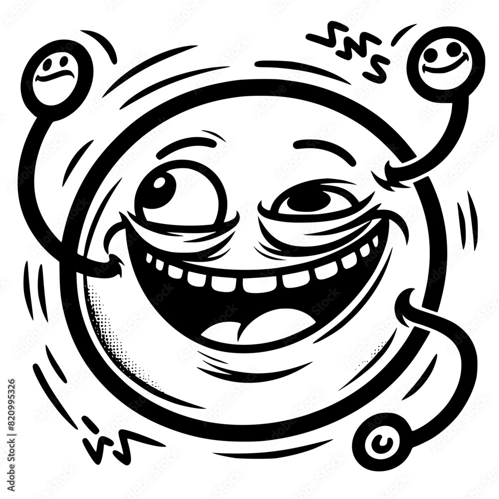 A crazy and funny smiley face in black and white, perfect for emotional expression illustrations, cartoons, humorous designs, and versatile creative projects A crazy and funny smiley face in black and white, perfect for emotional expression illustrations, cartoons, humorous designs, and versatile creative projects