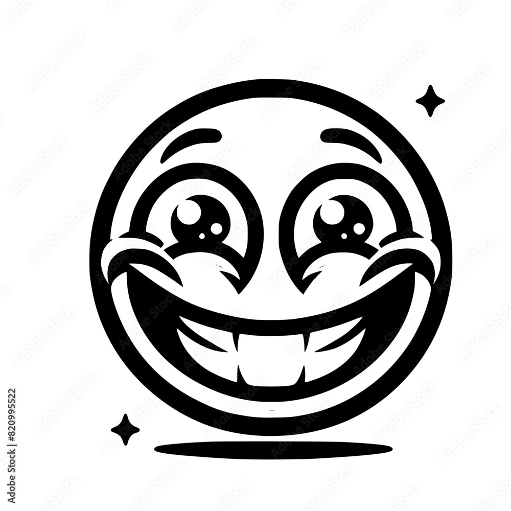 A crazy and funny smiley face in black and white, perfect for emotional expression illustrations, cartoons, humorous designs, and versatile creative projects A crazy and funny smiley face in black and white, perfect for emotional expression illustrations, cartoons, humorous designs, and versatile creative projects
