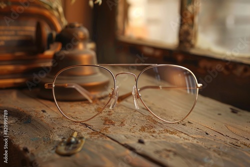 A classic aviator glasses design with metal frames and teardrop-shaped lenses, offering timeless style and effortless cool. photo