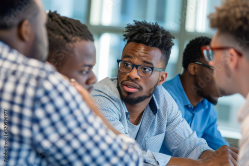 Multicultural male entrepreneurs, collaborating on a venture philanthropy project to support education and entrepreneurship in underserved communities, leveraging their resources and expertise to