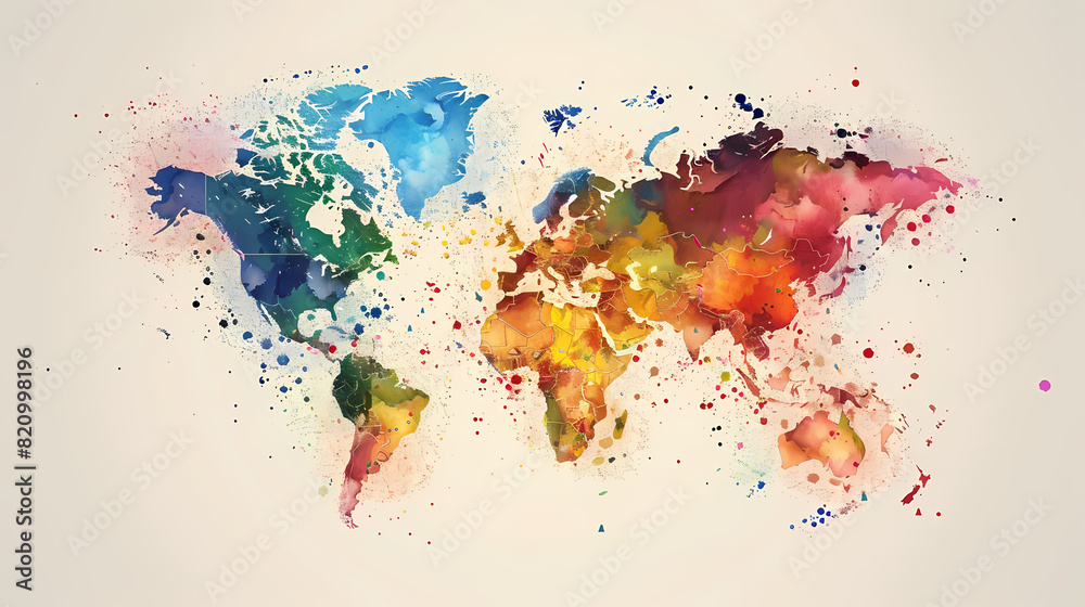 Fototapeta premium Dotted world map,color world map,Vector design illustration