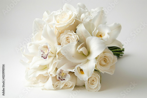 Small bouquet with white flowers on white background © Veniamin Kraskov