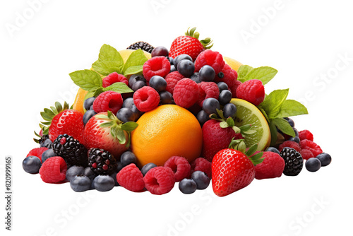 Colorful Fresh Fruit Medley isolated on transparent background PNG