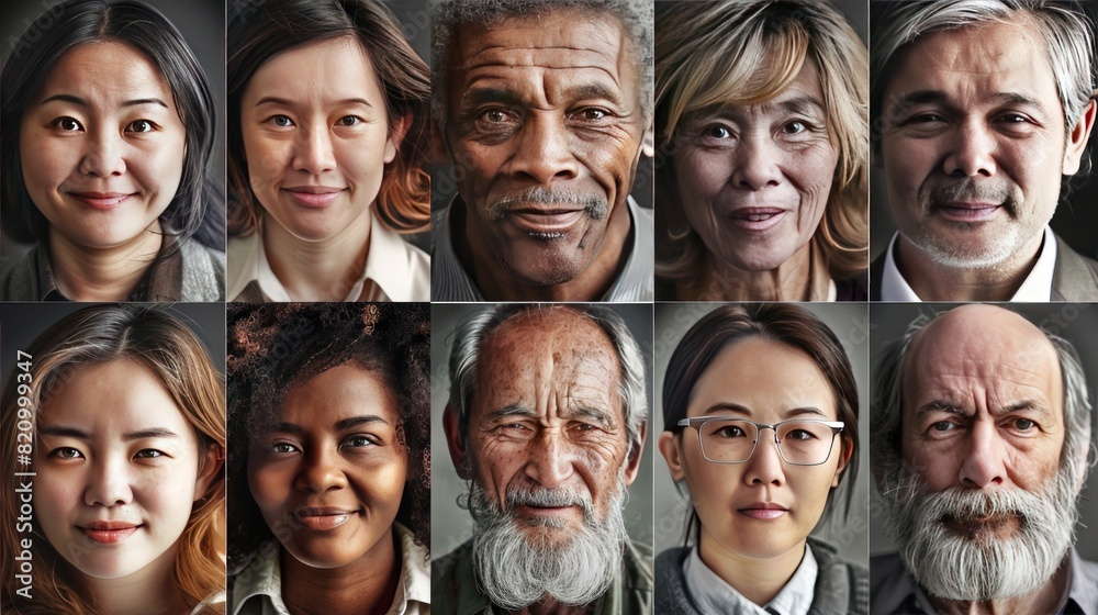 a vibrant photo collage showcasing portraits of multiracial and international individuals from diverse backgrounds, united in their unique stories and experiences.