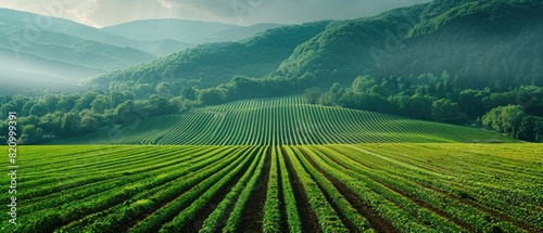 Amazing landscape of the green hills.