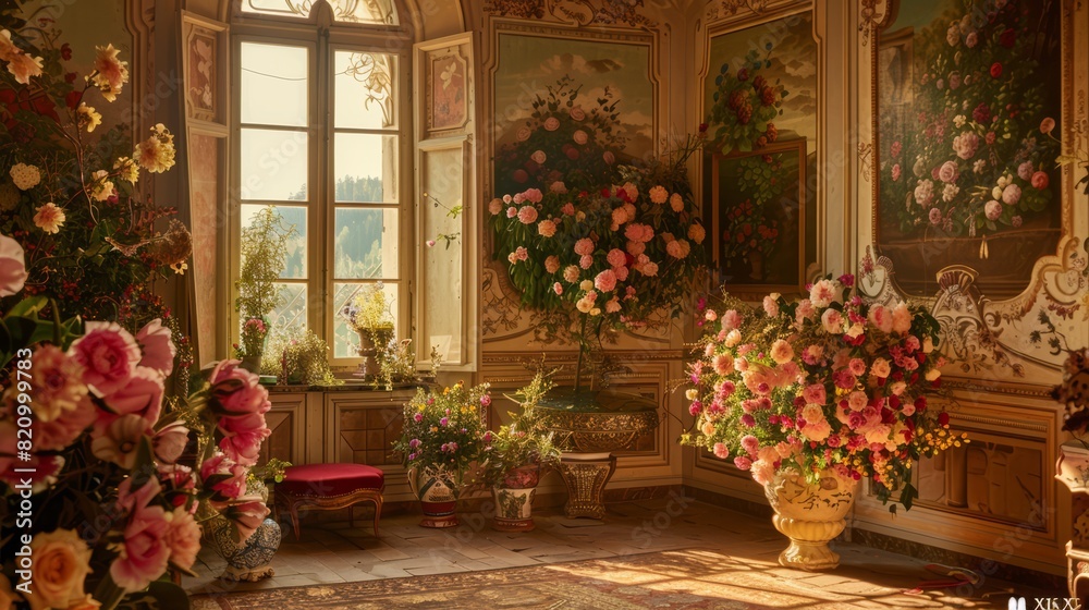 Fototapeta premium A room with a lot of flowers in it