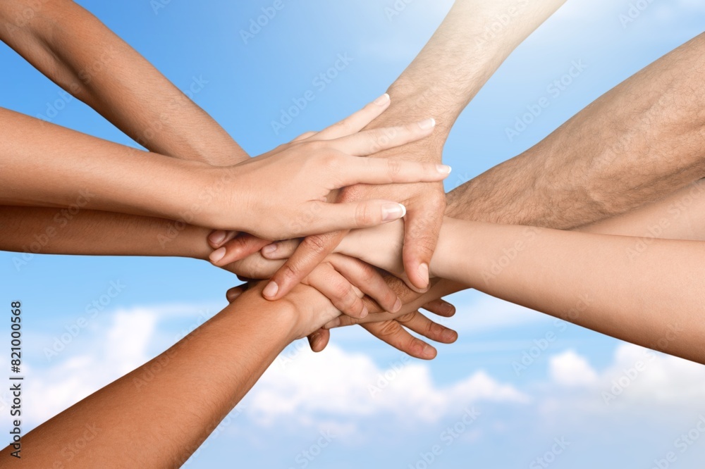 Teamwork Social connection hand together Teamwork Social connection hand together