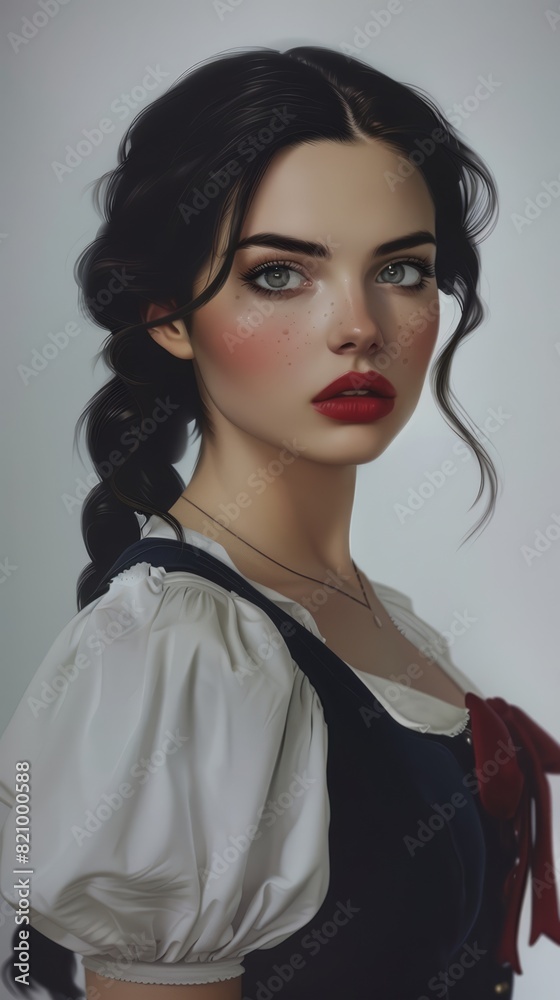 A painting of a woman with a red lipstick A painting of a woman with a red lipstick