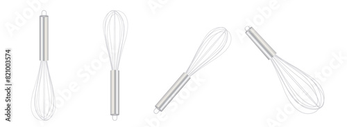 set of whisk different angle on white isolated vector illustration
