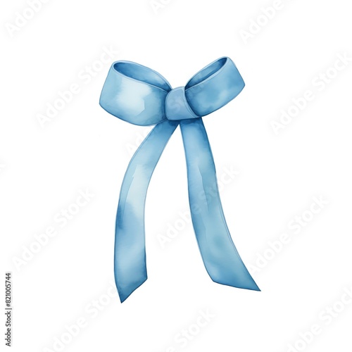 Blue watercolor bow. Hand drawn illustration.