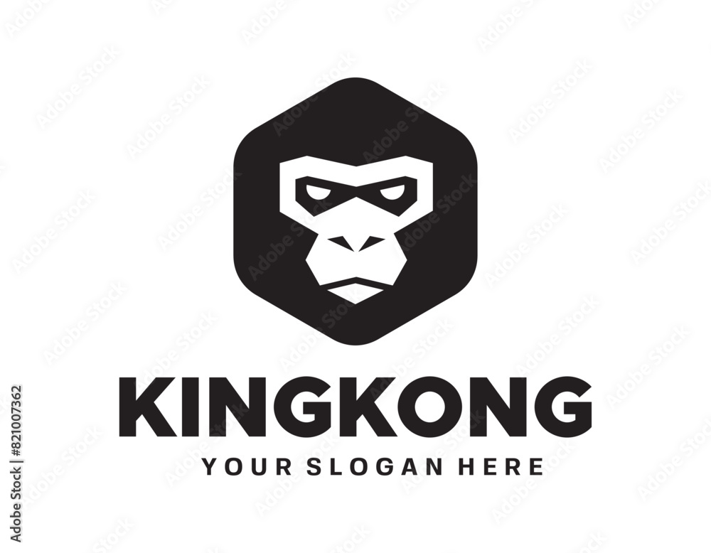 hexagonal kingkong head vector logo hexagonal kingkong head vector logo