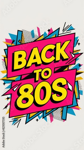 Back to 80s banner. 80's style illustration