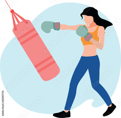 The girl is practicing boxing.