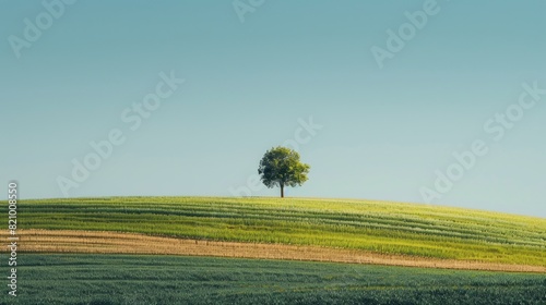 A lone tree on top of a grassy hill.