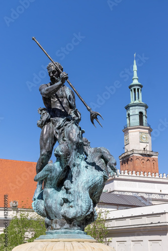 Statue on market square. City of Poznan Poland
