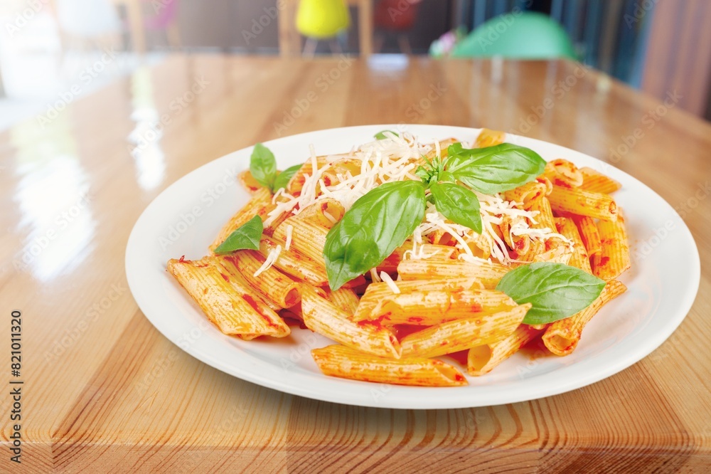 Delicious plate of tasty italian pasta noodles dish Delicious plate of tasty italian pasta noodles dish