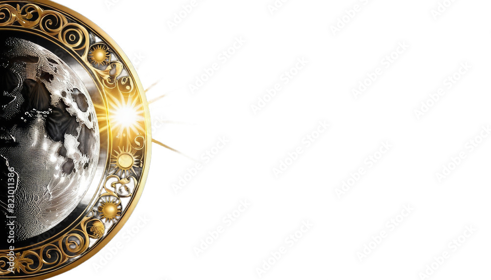 moon silver dark gold sun background illustration vertical star black planet astronomy esoteric astrology retro solar alchemy element symbol cosmos universe magic mystic shine lunar galaxy design
