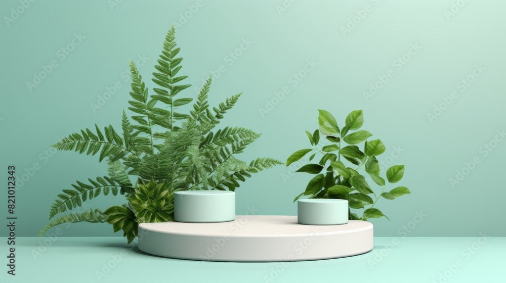 Luxurious 3d roman greek podium display with white columns for classic beauty product showcase