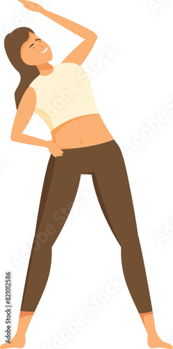 Illustration of a young woman in activewear doing a side stretch
