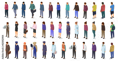 Different isomeric people vector set